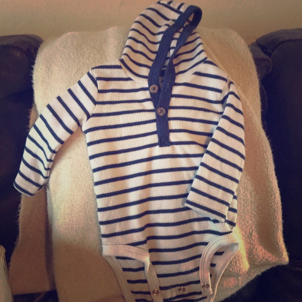 Striped hoodie onesie